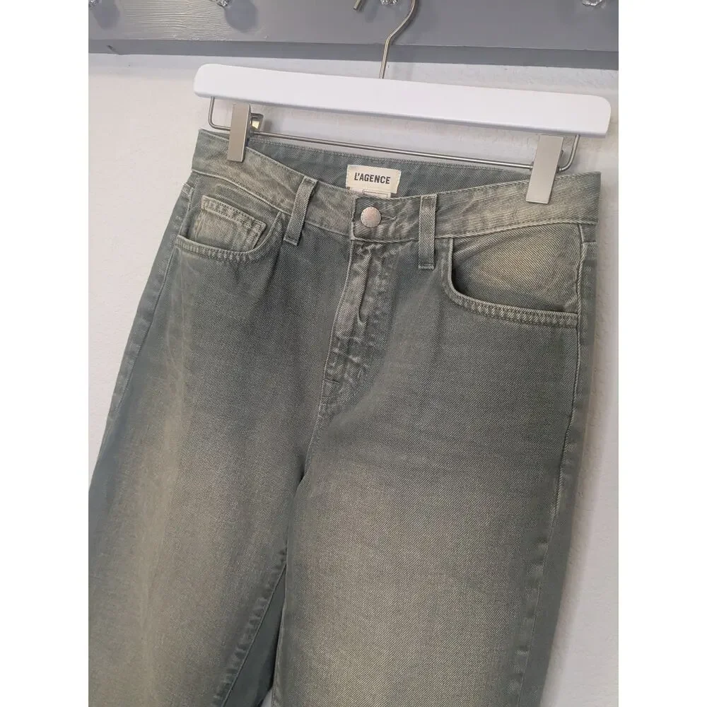 L'AGENCE Jones Ultra High Rise Stovepipe Jeans Jade Green Womens Size 25 NWT - Picture 3 of 8
